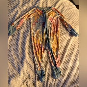 Zinc Pink and Orange Footies One Piece with Vibrant Tie-Dye